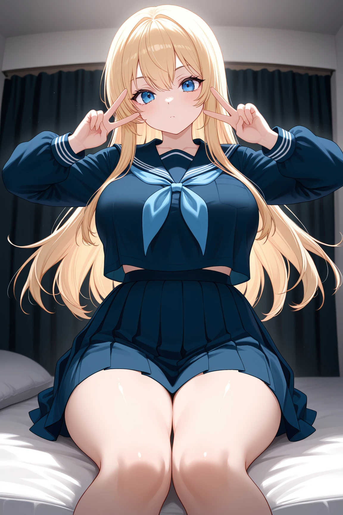 ((masterpiece, best quality)), high resolution,ultra detailed,8k,16k,detailed background, perfect lighting,detailed beautiful eyes,cute pussy,1girl,solo,nsfw,clitoris,vagina,embarrassed,blush,look at viewer,steam,sweat,aroused,from front,from above,(standing),in heat,fisheye lens,show off pussy,(bottomless,skirt lift:1.4),wavy mouth,open mouth,confused,curvy,pale skin,medium breast,kirara,genshin impact,blond hair,green eyes,long hair,cat ear,hair ornament,(anime style,colorful,pubic hair),school blazer