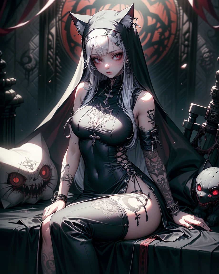 (best quality), (masterpiece), (high resolution), [:intricate details:], (detailed background) a hooded sex vampire woman sitting on a throne with skulls around her, she has red eyes,her outfit has red color, her skin is white like a vampire, dark fantasy art, vampire queen, gothic fantasy art, dark sorceress, abaddon and magali villeneuve, dark fantasy style art, epic fantasy art style hd, evil sorceress, necromancer sorceress, dark fantasy art, beautiful necromancer, (sage aura effect around the throne)