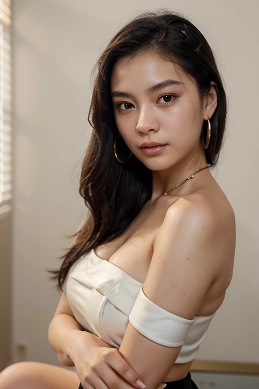 Best quality, masterpiece, ultra high res, (photorealistic:1.4), raw photo, 1girl, offshoulder, in the dark, deep shadow, low key, cold light