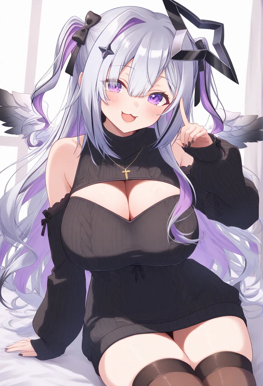 ((Mejiro barley kon、Uma Musume))、Short Mini Dress,(Hair covering eyes、Shy、Smile、Double tail、Extra long hair、curls、Lilac hair),Pink charming eyes、((Large Breasts、Bikini))、Exceed,Thick Legs,Fascinating three-dimensional,Fascinating three-dimensional,(Black clothes、Bunny Girl),street