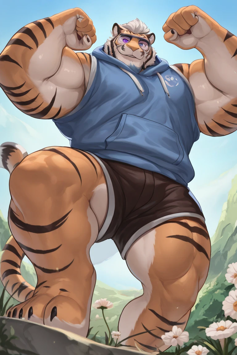 Male, (((duo))) character, Lion, Tiger, Male focus, 8k wuality, ultra realistic, 3d render, digital art, beautiful and detailed portrait of a Male Lion, Tiger, kenket, Ross Tran,ruan jia, uploaded to e621, zaush, foxovh, cenematic lighting, (((confident, seductive))), not muscular, weak, (((whole body showed))), (((detailed green eyes))), (((correct position))), (((dating))), (((loving eyes))), (((full in love))), (((seductive))), (((seduction))), (((master))), (((dominant))), (((sexy))), (((full body commission))), (((whole body showed))), (((feets paws))) 4 toes, (((full body))), (((sport clothes))), (((sweating wet)))