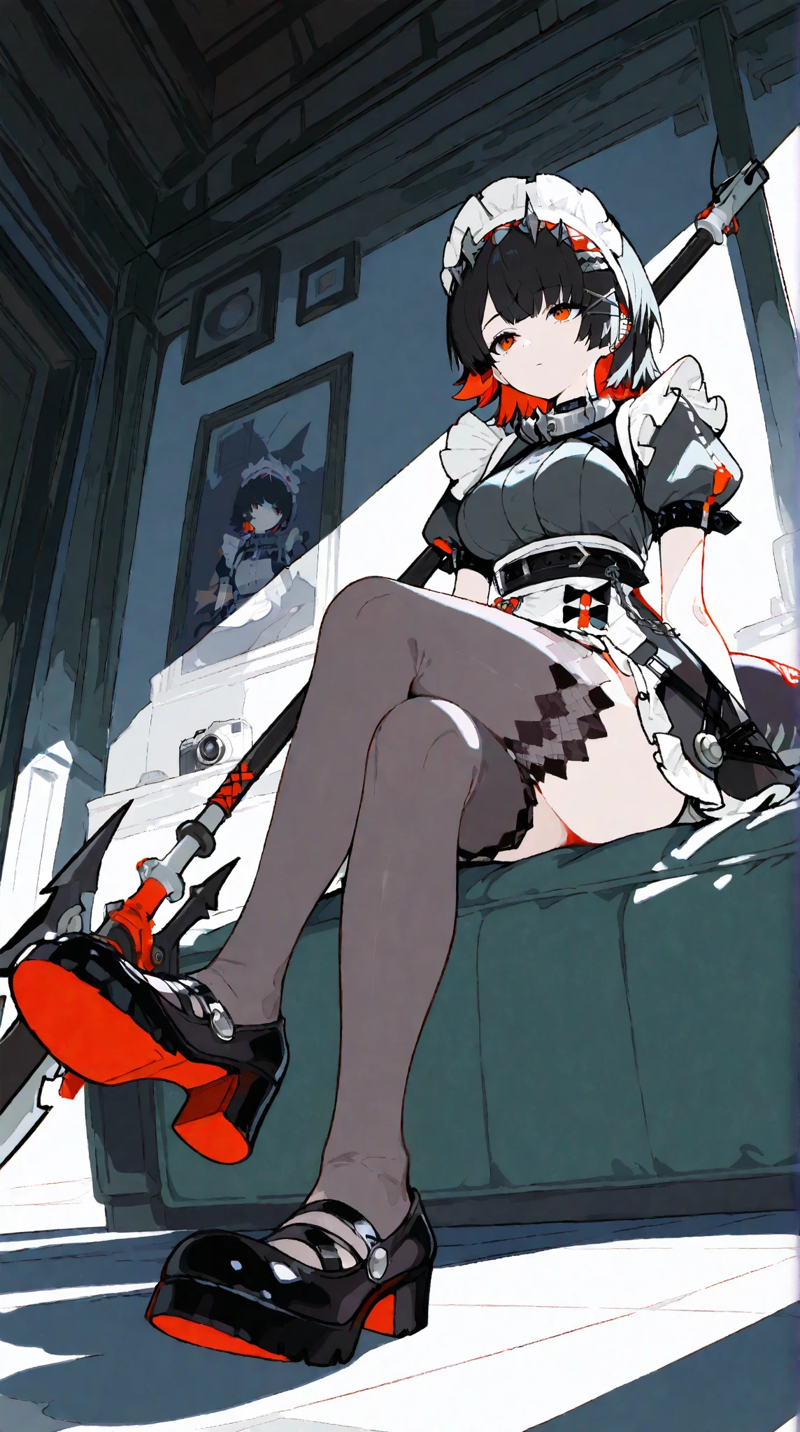 <lora:LOR2nd:0.8:0.8:lbw=OUTALL>,flat color,LOR Artstyle,weapon,solo,holding,1girl,wings,extra eyes,yellow eyes,white coat,pantyhose,blood,flesh,monster,machine wings,chainsaw, bondages, flesh, teeth