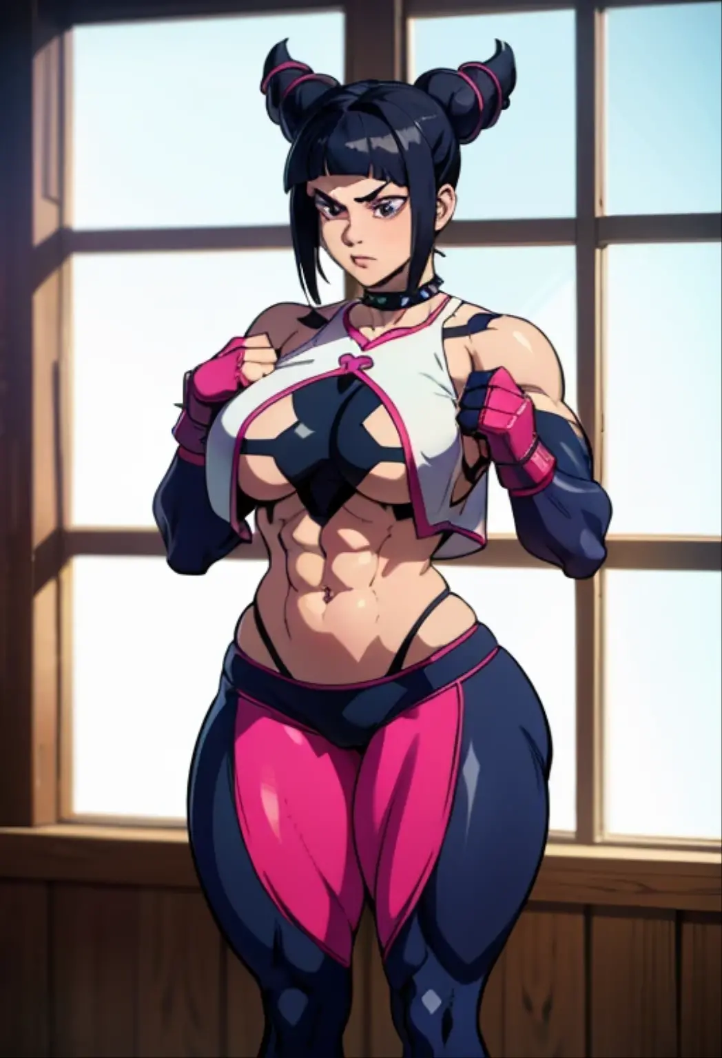 absurdres,, (1girl:1.2), (abs:1.23),huge_breasts、(dark_tanskin:1.3)unity Dynamism,forward leaning posture、(black hair)、she looks away, Loose-fitting clothing、Blurred Background、Sagging breasts、Leaning forward,((manga style:1.23)) , 、(white background:1.5)、A happy look、Plump body、Sitting、Legs crossed、Watercolor、(Watercolor style:1.8),street fighter,juri han, (black clothes:1.5)、(Glossy skin 1.7), girl),Knee-high socks、arm guard、School uniforms、Changing clothes、Undressing:1.ga poses、pajamas、bed scene