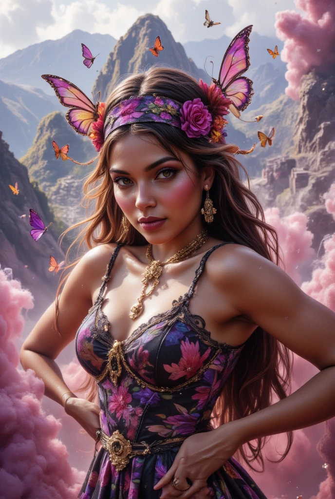 Photo of 1girl, fairy, butterfly wings,in forest, beautiful detailed clothes, large breasts, (best quality,4k,8k,highres,masterpiece:1.2),ultra-detailed,(realistic,photorealistic,photo-realistic:1.37),conceptart,fantasy,digital art,detailed face, detailed eyes, detailed lips, long eyelashes, intricate details