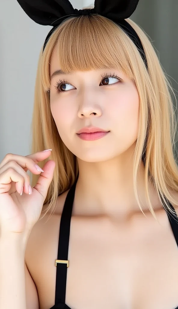 (Highly detailed body、Highly detailed face、Highest quality:1.2)、woman、Blonde、Big Tits、Breasts protruding from the swimsuit、Color Contact Lenses、Tears Kuroko、Sexy Swimwear、I can&#39;t see my hands、4K,J Cup、Muscular body、Ocean岸、Ocean
