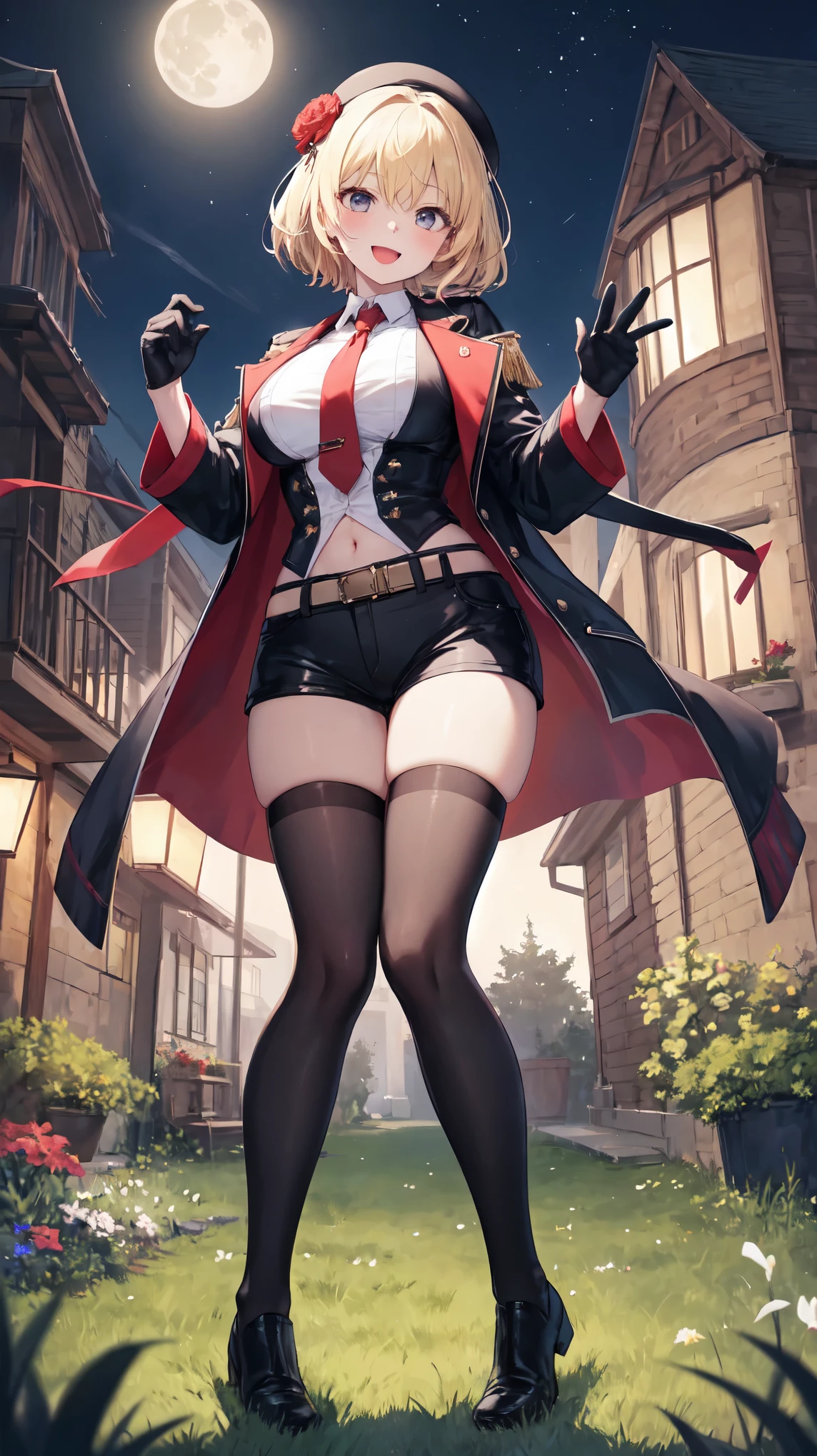 (masterpiece, highest quality, Intricate details,4K, 8k, 32k, Ultra HD、so beautiful)、alone、, Show Viewer,mashuu,mashuustyle,Detailed Background、A person who writes in detail、Accurate human body、Knowledgeable person、The correct five、Mature Woman,Big Breasts, Thick thighs,cruvy body,giant woman,ShushuSuruga, bob cut, black hairband,(( ninja costume)), bare shoulders, elbow gloves, belt, black shorts, knee boots,((Blonde Hair)),in town,((whole body)),((pigeon toed)),((pussy juice))