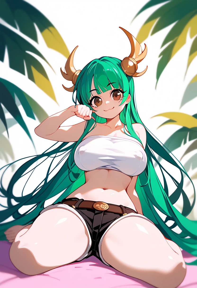 masterpiece, best quality, lindaroze, lucoa_(maidragon), 1girl, ass, bent_over, bikini, black_bikini, blonde_hair, blush, breasts, cleavage, dragon_girl, dragon_horns, gradient_hair, green_eyes, green_hair, horns, innertube, large_breasts, long_hair, looking_at_viewer, multicolored_hair, one_eye_closed, open_mouth, outdoors, smile, solo, swim_ring, swimsuit, water, waving