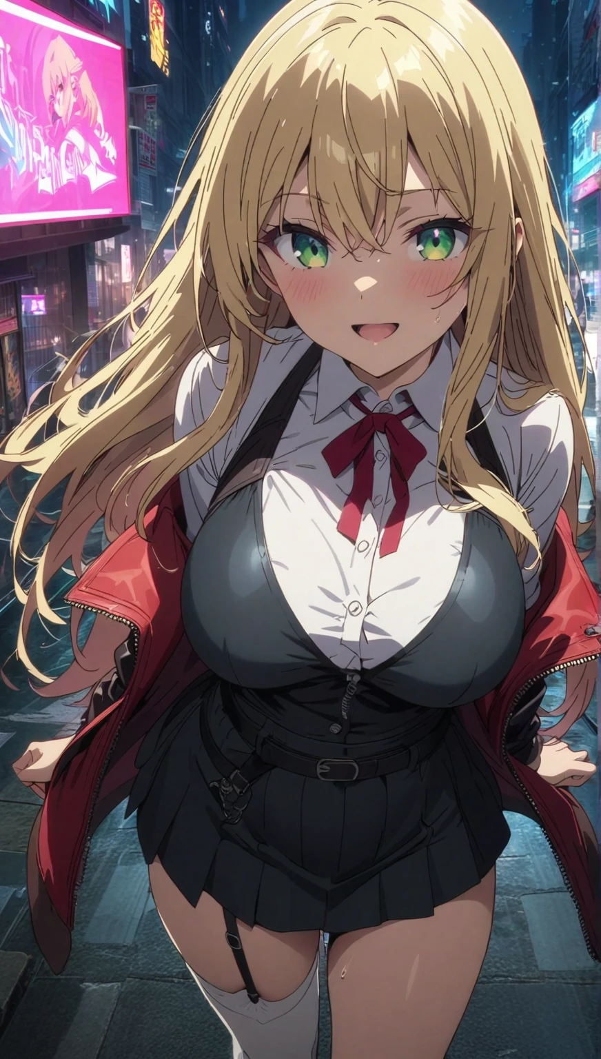 Holding money in one hand、Laugh shyly、high school girl、Browsing Caution, 1boy and 1girl, In underwear、Back alley at night、ager、Blazer uniform、Beautiful woman、Very thick thighs、Very short skirt、Lifting her skirt to show her panties、Spread your legs wide、Seducing the audience、Best image quality、High resolution、masterpiece、super high quality、Thick pubic hair、Holding money in your hands、Light green lace panties、Very big ass、Very large breasts 、Blushing、4K quality、Wearing black knee socks、Sweaty all over、Heavy breathing、{Highest quality}, {so beautiful}, {Very detailed}, {Best illustrations}, Browsing Caution, girl,