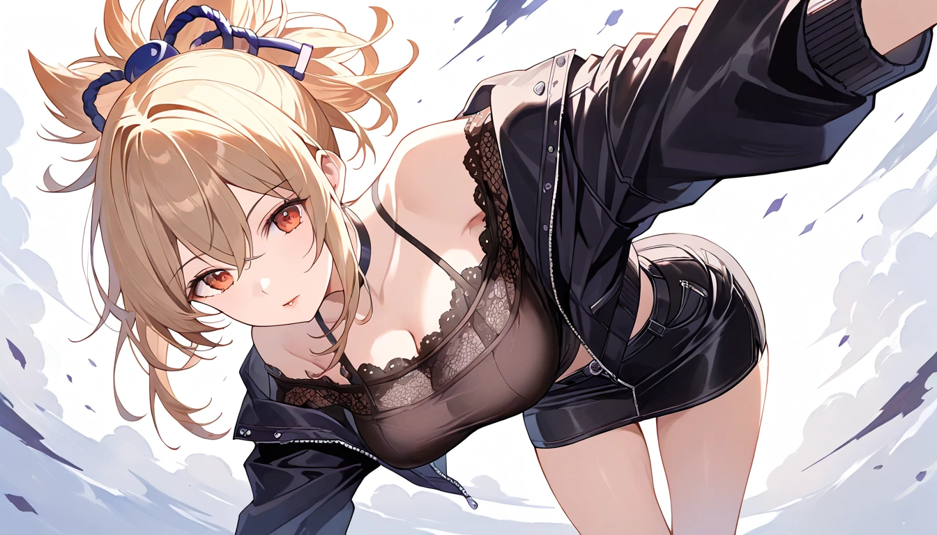 Short Hair、Blonde、tits、Bondage、Fishnet tights、Open your legs while crouching、Perfect body