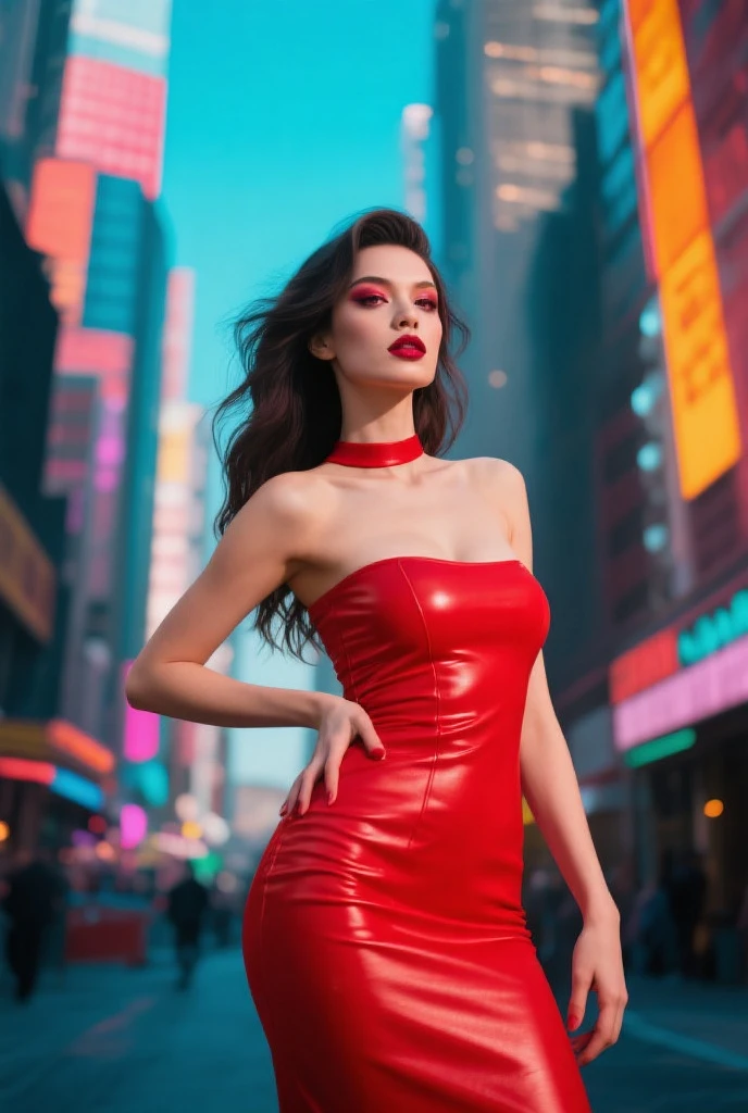 ((facial portraits, upper-body, close-up)),(best quality,4k,8k,highres,masterpiece:1.2),ultra-detailed,(realistic,photorealistic,photo-realistic:1.37),(1girl),(18years old),(((irene1:1.2))),(((Excella_er5:1.2))),(sharp focus:1.5),pearl skin,(skin pores:1.1),extremely detailed face and skin texture,(skin texture:1.1),black hair,tall and slender body,(192cm tall),thin and delicate figure,graceful posture,strong and defined muscles,flawless skin,defined abs,perfect curves,feminine appearance,embodying elegance and beauty,cleavage breasts,((wearing a (red) shirt dress)),vibrant colors,extremely detailed and realistic clothes,(colorful),(film grain:1.3), night in the city,shimmering lights,city skyline silhouette,dramatic shadows,atmospheric fog,reflective surfaces,mysterious alleyway,beautifully lit windows,neon signs,portrait photography,soulful expressions,colorful bokeh,city noise,romantic ambience,texture of skin,sheen of hair,detailed facial features,fashionable clothing,artistically posed models,expressionless faces,faint moonlight,subtle makeup,bare skin,natural beauty,impeccable grooming,modern cityscape,urban landscape,warm color palette,dynamic composition,nighttime serenity,metropolitan hustle and bustle,emotional connections,depth of character,portrait lighting,soft shadows,nighttime tranquility,VIP access,exclusive location,stylish architecture,haunting beauty,emerging stars,street fashion,high-end luxury,nighttime rendezvous,brand endorsements,award-winning photography,vogue-worthy images, nude, nipple