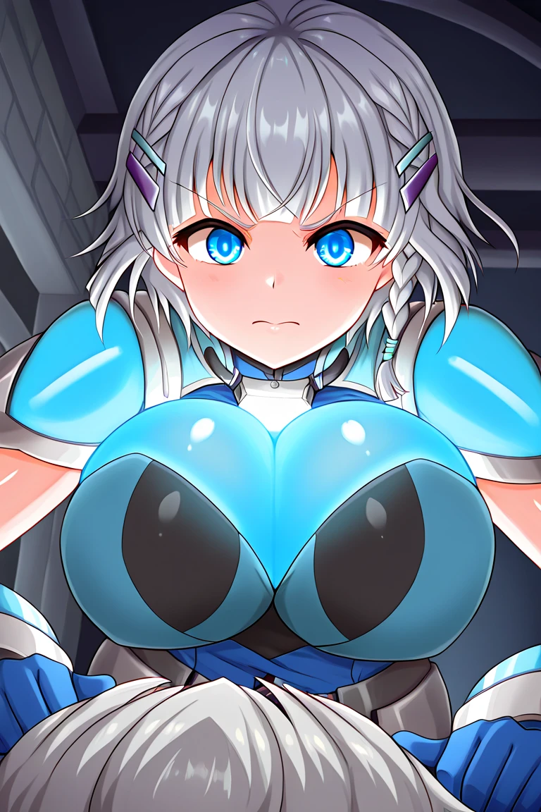 (White background:1.2),masterpiece,1girl,18yo, beautiful girl,BREAK,(blush,open mouth,Beautiful blue hair,Blue Eyes:1.5),BREAK,(Cleavage,Areola:1.8),