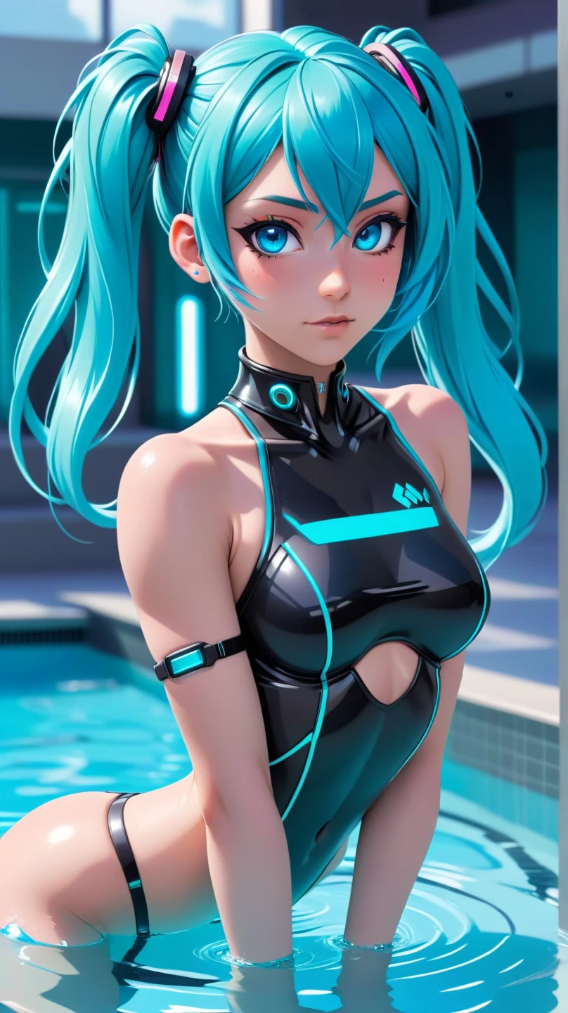 sexy anime girl wearing mini skirt and sport bra