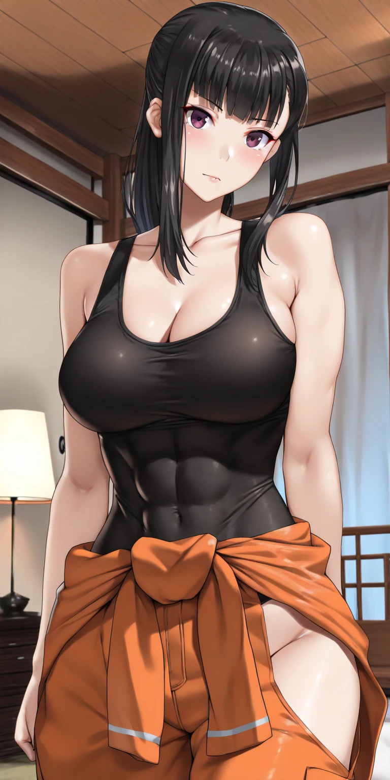 Simple White Background,black bikini,belt, belt buckle, Red scarf around her neck, black eyes, black hair, Short_hair,Hair between eyes, 1 girl, 20yo,Young female,Beautiful Finger,Beautiful long legs,Beautiful body,Beautiful Nose,Beautiful character design, perfect eyes, perfect face,expressive eyes,perfect balance, looking at viewer,(Focus on her face),closed mouth, (innocent_big_eyes:1.0),Light_Smile, official art,extremely detailed CG unity 8k wallpaper, perfect lighting,Colorful, Bright_Front_face_Lighting,shiny skin, (masterpiece:1.0),(best_quality:1.0), ultra high res,4K,ultra-detailed, photography, 8K, HDR, highres, absurdres:1.2, Kodak portra 400, film grain, blurry background, bokeh:1.2, lens flare, (vibrant_color:1.2),professional photograph, (Beautiful,large_Breasts:1.4), (beautiful_face:1.5),(narrow_waist),(beefy, muscular, female, bodybuilder), (best quality, 4k, highres, HDR, professional), (vivid colors, sharp focus), (studio lighting,physically-based rendering), (portrait, fitness, strength), (exquisite details), (intense, determined expression), (long dark hair, sculpted arms), (flexing biceps, toned abs), (sweat dripping, glistening skin), (posing on a gym floor), (background blurred), (strong and confident posture), (athletic leggings, sports bra), (weightlifting belt), (gym equipment in the background), (tattoos on arms), (sweatbands on wrists), (spotlight highlighting muscles), (striking physique), (dynamic lighting and shadows), (impressive muscle definition), (energy and power), (grit and determination), (bodybuilding competition setting), (admiring crowd in the background), (focused and intense workout), (muscle pump and vascularity), (natural lighting), (commanding presence), (extraordinary strength and confidence), (competition-grade muscle tone), (explosive energy), (maximum muscle density and size), (female empowerment), (awe-inspiring physique), (body positivity), (inspiration and motivation).