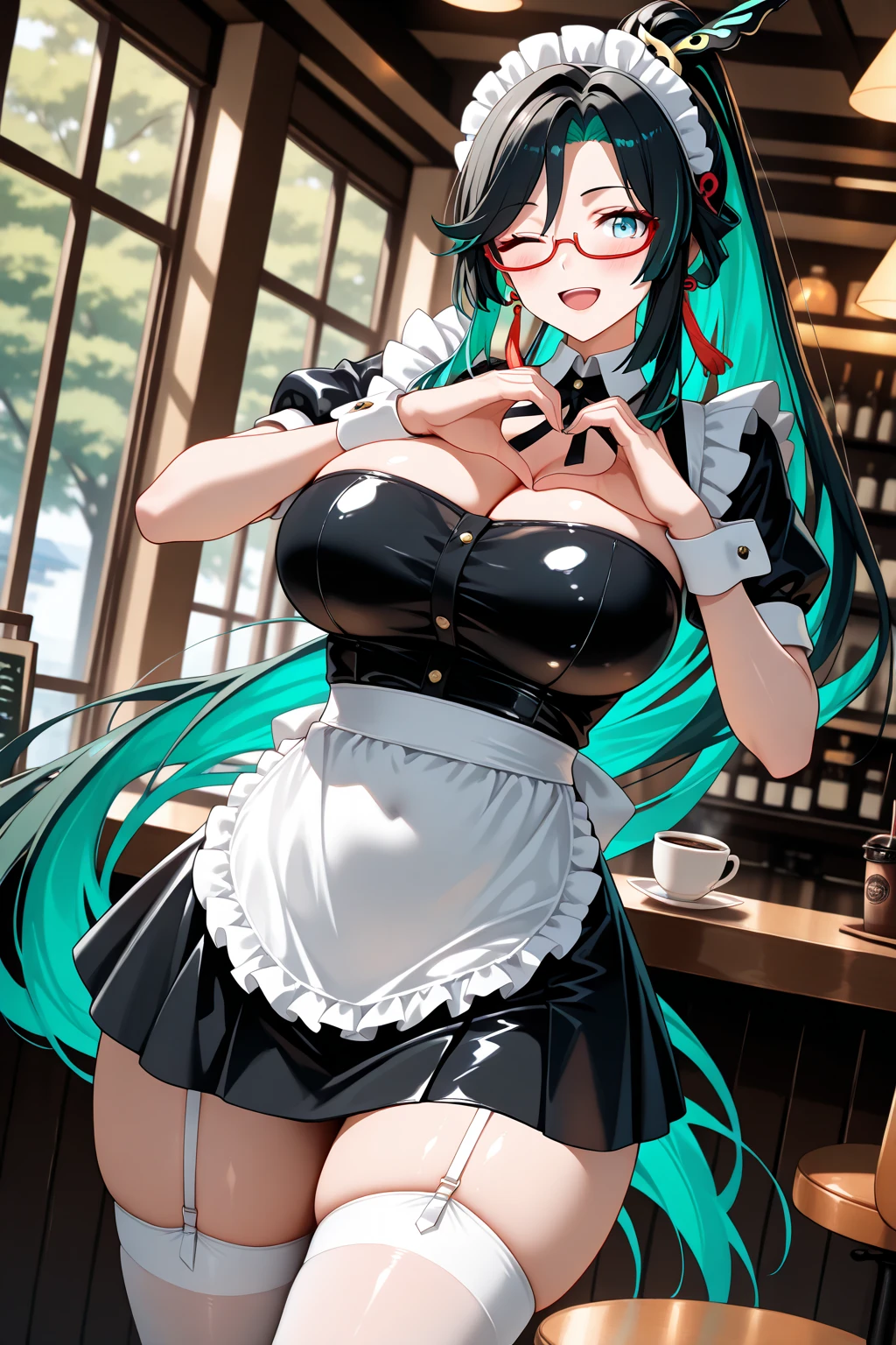 ((highly detailed)), nikke, privaty, perfect human hands, (great breast:1.1),masterpiece, best quality, ultra-detailed, glistening shiny, glowing light, ray tracing, HDR, deph of field, (perfect face, detailed face, detailed eyes,perfect hands,perfect fingeredium :1.2),8k,HD,ultra realistic face,ray tracing,perfect lighting,best quality, ultra-detailed, shiny eyes, (looking at the distance, serious:1.1), ((1girl:1.2)),cowboy shot,thicc,streaked_hair,((blue gradient hair)),multicolored eyes, gradient eyes, (glowing eyes:1.5), mascara, (fashion make up), (parted lips,blush, cafe maid, cafe, inside cafe, maids, tables, food, restaurant:1.4),((super detailed background)), dynamic poses, ((8k wallpaper)), (mature female), white headwear, black thighhighs, (((naked))),(((pussy juice))), ((seeing from below)), (((cummed))), (((white thick cum))), (((mini skirt))), (((peeing))), (((anus))), (((ass))), (((ass focus))), (((anus focus))), (((cummed anus))), (((cummed ass))), crouching, ass dripping, anus dripping, nipples