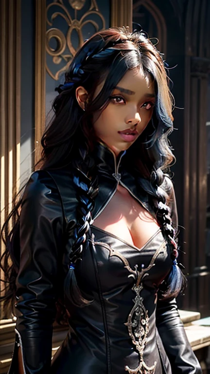 1girl,african girl,((dark-skinned)),long braids,body covered in words,words on body,tattoos of words on body,(masterpiece, best quality),large breasts,(intricate details),unity 8k wallpaper,ultra detailed,(pastel colors),beautiful and aesthetic,see-through (clothes),detailed,solo,look at viewer,