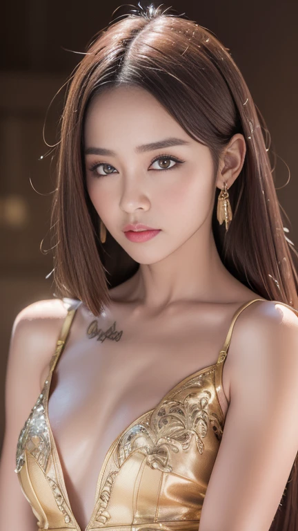 Artgerm (Stanley Lau) style, one piece (Wano Saga) style, best quality, ultra realistic, 16k, crazy resolution, UHD, ultra-detailed, detailed eyes, detailed skin, detailed hair, detailed face, detailed fabric, detailed texture , (1 beautiful young woman, alone: 1.1), tall, (elf) a vulcan girl from star trek (Sharon Tate (The Fearless Vampire Killers), pointed ears, tanned skin, realistic skin texture, tanned brown skin, realistic hair, long (light brown) hair, blonde gradient tones hair, two-tone hair, high ponytail, hair stick , ornament hair), (natural big breasts:1.2), (sideboob:1.2), jewelry, (turquoise eyes), cowboy shot, V-shaped green eyes, ((hourglass shape)), hot naked, (Blurred in vibrant cinematic light), warm atmosphere, Show all, ultra-detailed, fine details, nude, (proportional) big hips, thick thighs, tall, Natural Color Lip, face with expression of pleasure and tiredness , different sensual poses at different angles, futuristic retro bedroom with neon lights (blurred background)、20 years old、dream atmosphere 