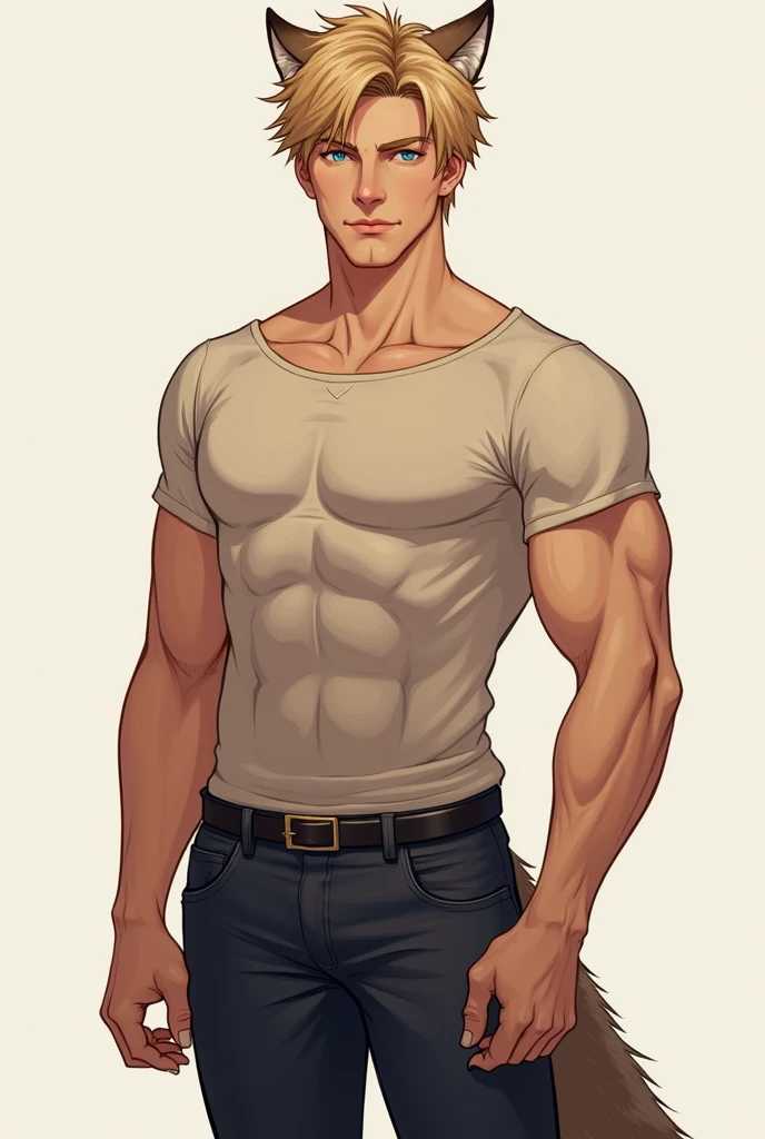 Sexy young blonde man 
With abs
Half naked
Anime with hand in boxers