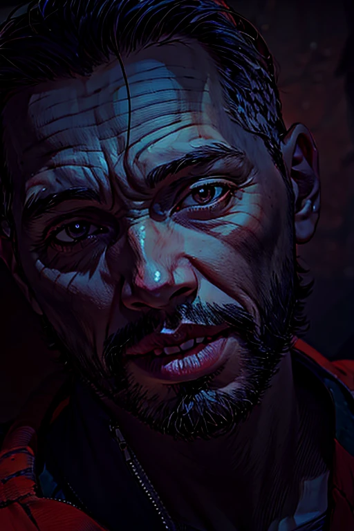 GENERATE THE IMAGE OF FRANKLIN FROM GTA 5 LOOKING AT THE CAMERA WITH AN IMPACTED FACE