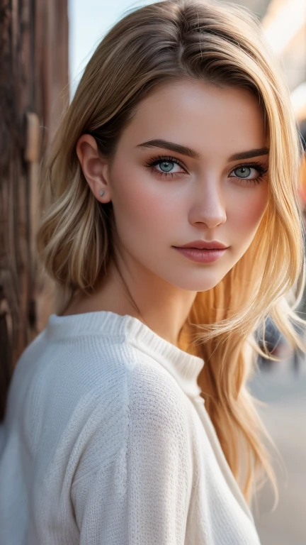 ((Best quality)), ((Hyper-Resolution)), ((Photorealistic:1.4)), (Intricate details), 19 years old, Blonde hair, Perfect face, make up:1.5, light in face, detail in face,
