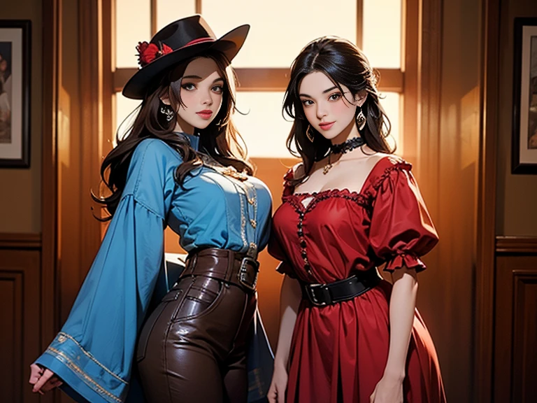 sexy old west girl red dead redemption style with very tight cleavage 