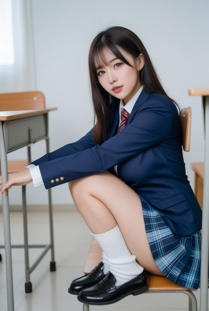 ((japanse beatiful girl:1.3)) ((school uniforms:1.4)) ((panty shot:1.5)) ((high school)),((dark blue skirt:1.3)) ((in the class room:1.3)) ((thin_fabric:1.4)) ((random sexy pose:1.3)) ((sweaty:1.5))((face flushed:1.4)) ((big breasts:1.4)) ((close-up:1.2)) best quality,masterpiece,ultra high res,(photorealistic:1.4),raw photo,(Authentic skin texture:1.3),(film grain:1.anorama,character portrait,very wide shot,narrow waist,cowboy shot,(in the dark, deep shadow, low key, cold light,) night,(()),streaming tears,,dust,Tyndall effect,(expression),1girl,beautiful detailed eyes and face,white jabot,brown eyerown hair:1.2)) ((full body:1.3)) ((smile:1.3))