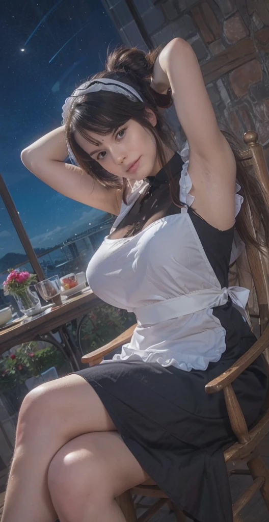 (top-quality)、 (masterpiece)、(Professional lighting with fewer shadows)、 (Bewitching)、 (A hyper-realistic)、(Stylish), (perfect anatomia)、(3People Girls、Bend over and stick your butt out towards the camera), ( Huge breasts:1.6), (Bright and even whitening skin without wrinkles and steps), (Beautiful blue eyes with long eyelashes and red tear bags)、 (Braided half-up hair fluttering in the wind), (The costume is naked and wearing only a ruffled apron:2.0), (To beautifully emphasize the proud super big ass、Showing off a pose with the buttocks exposed from directly behind:1.7), (Bewitchingly touching each other's breasts and crotches), (detailed beautiful faces), (Shot in a garden full of flowers),