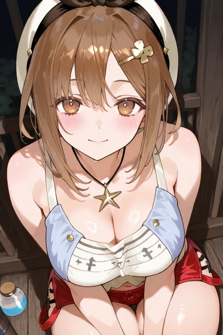 Highest quality,masterpiece, Highest Resolution, 1 girl, nsfw, full naked,boy pov,boy body, sex, standing, outdoor, balcony, night, huge breasts, pink nipple, blush, smilepenis in pussy, horse ears, horse tail
