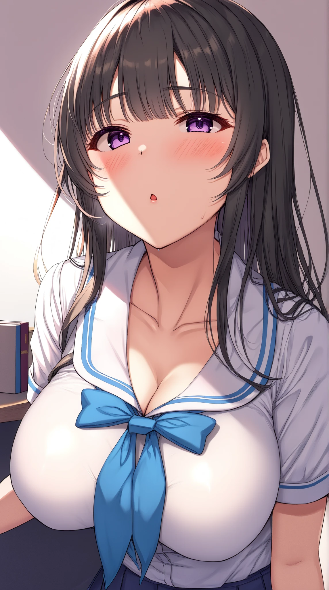 beautiful girl、high school student、Black Hair、Erotic Manga、nude、Small breasts、Expose