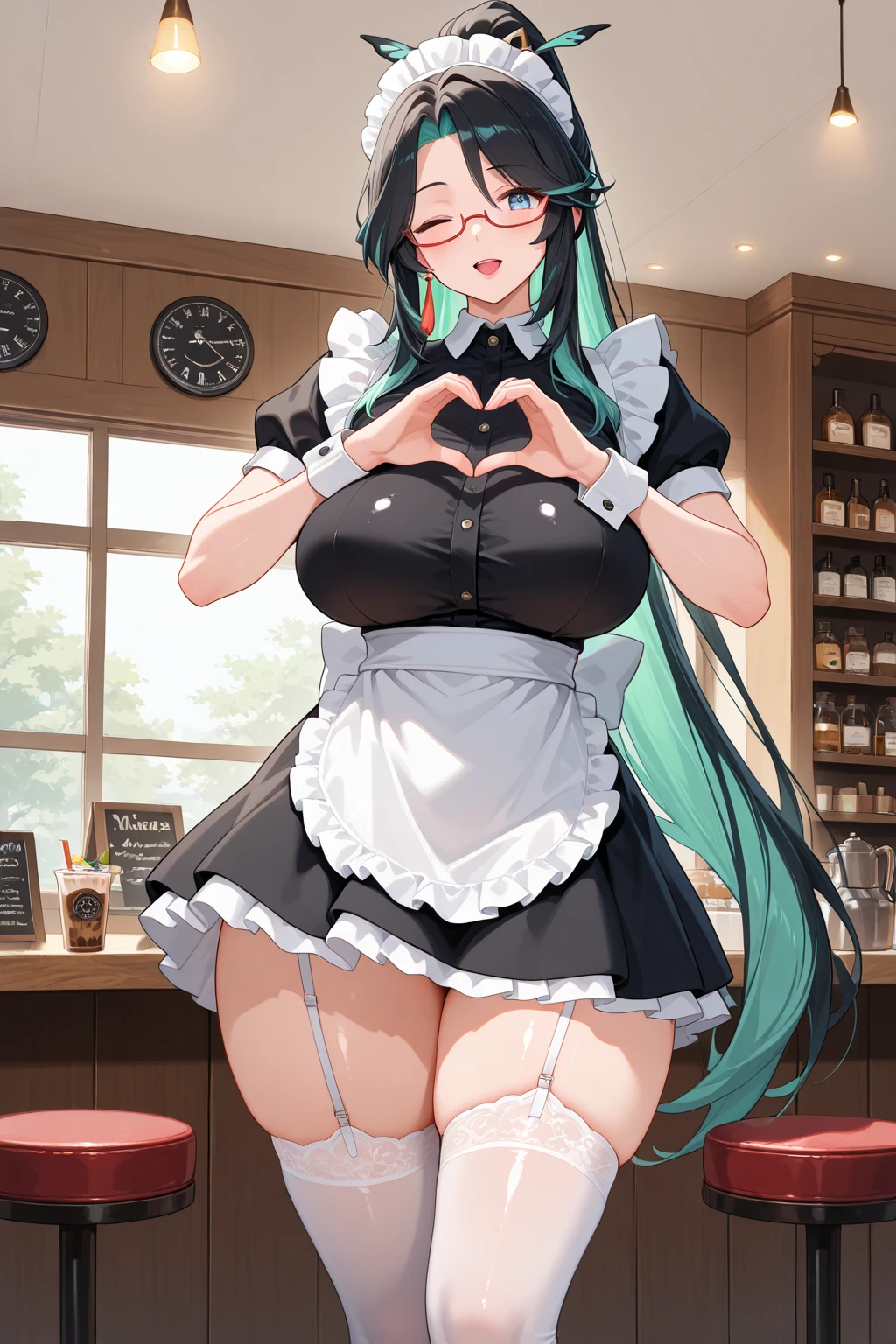high quality, masterpiece, super detailed, 1 girl, extremely detailed faces,long black hair,Damaged White Bikini,Damaged maid outfit,Maid tiara,Cucumber stuffed in the mouth,handcuffs,collar,charming pink eyes, fox ears, Ridiculously big, shiny skin,Dining room