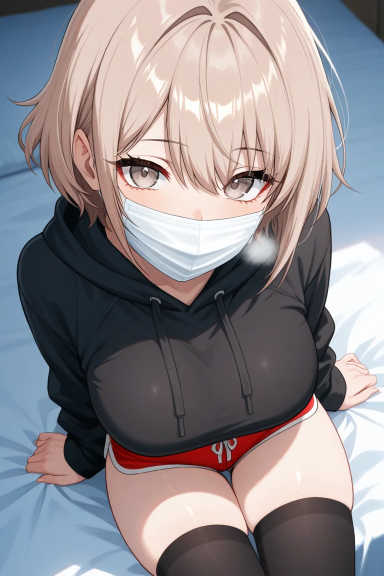 She puts her freshly removed panty over her face,She takes a deep breath to smell the panty,She uses her panty as a mask,Beautiful and sexy thigh,(bottomless:1.3),She is squatting with her legs apart, , breast squeeze, White panties with yellow stains ,The smell of panty makes her cum,She's gone crazy after taking an aphrodisiac