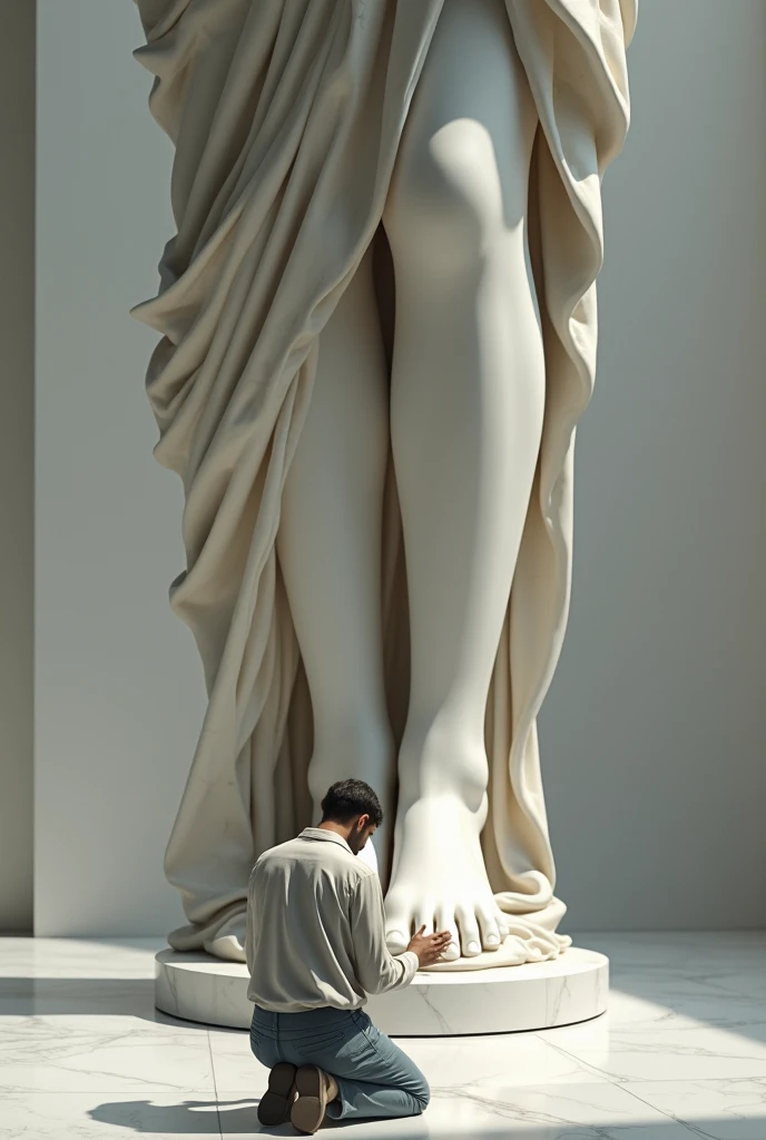 Man fucking a female statue in the butt