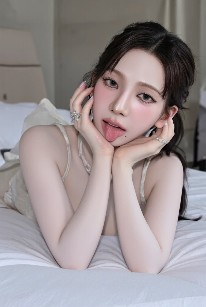 NSFW,masterpiece, best quality, 1 boy, fellatio, 1 boy, penis, handjob,penis, pussy juice,when he did、Blowjob、indoor、On the bed,Ultra-detailed, finely detail, hight resolution, 8K Wallpaper, Perfect dynamic composition, Beautiful detailed eyes,,Close-up of face,,Blushing,Facing forward,Long hair ponytail,((8k, Raw photo, Best Quality, Mastepiece:1.2), (Realism, Photorealistic:1.4), (Highly detailed 8K wallpapers), Depth of written boundary, Cinematic Lighting, Soft Light, Detailed Beauty Eye,Shiny and smooth light brown ponytail, Asymmetrical bangs, Shiny skin, Ultra-detailed skins ,It is high resolution., High detail, Detailed hairstyle, Detailed facial beauty, Hyper-realistic, Perfect limbs, Perfect Anatomy ,1 Japanese girl,Famous Japanese Idols, Perfect female body,A shy smile,Short eyelashes,Double-edged eyelids,Look straight here,Hair style: ponytail,