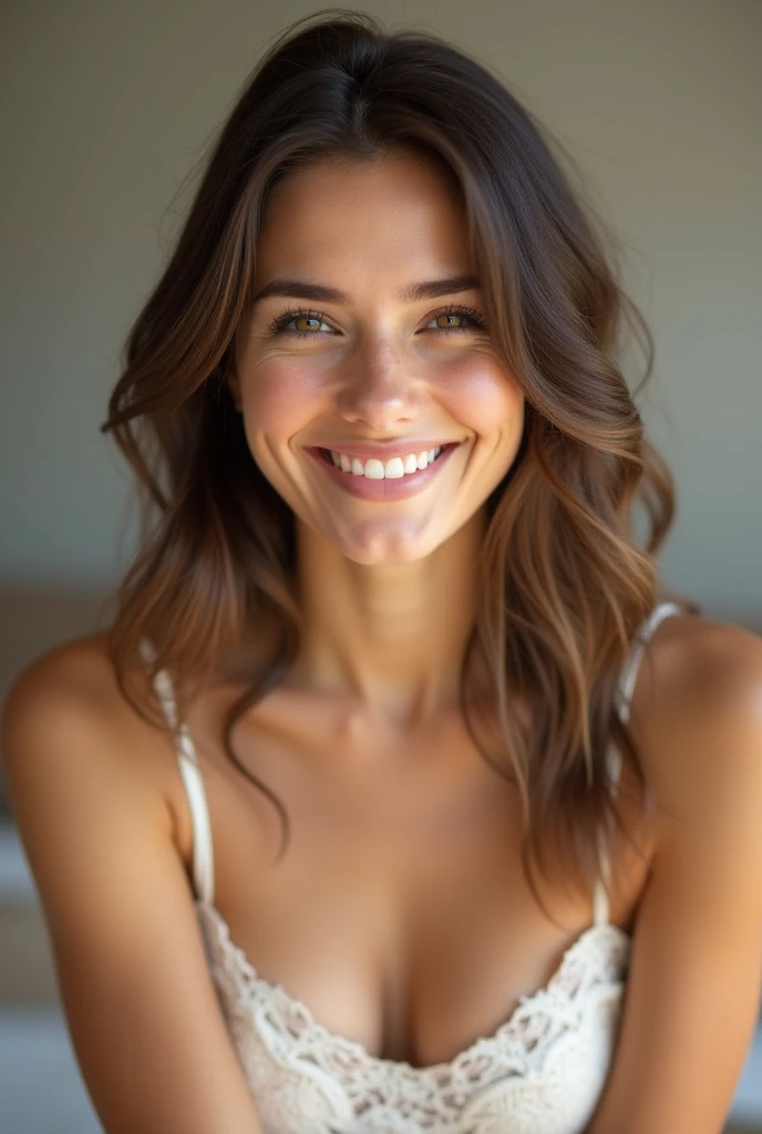 A girl who is Cumming in her bed, she naked and hot with short hair, She smiled, and show her pussy, No dress she having, seman drops are in her face. White skin colour and she is indian 