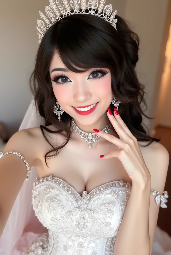 age 18, Asian, beautiful, perfect prom makeup, assured,