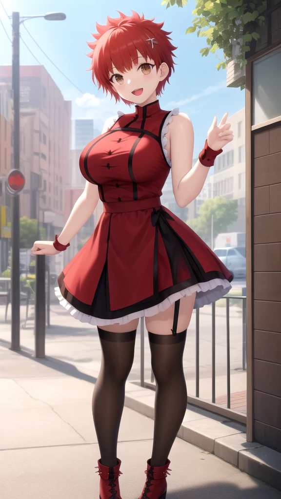 ((masterpiece)),(best quality),(detailed),(1girl), beautiful hair, glowing eyes, Chinese dress, standing on a deck, black panties, bare shoulders, bare legs, spread legs