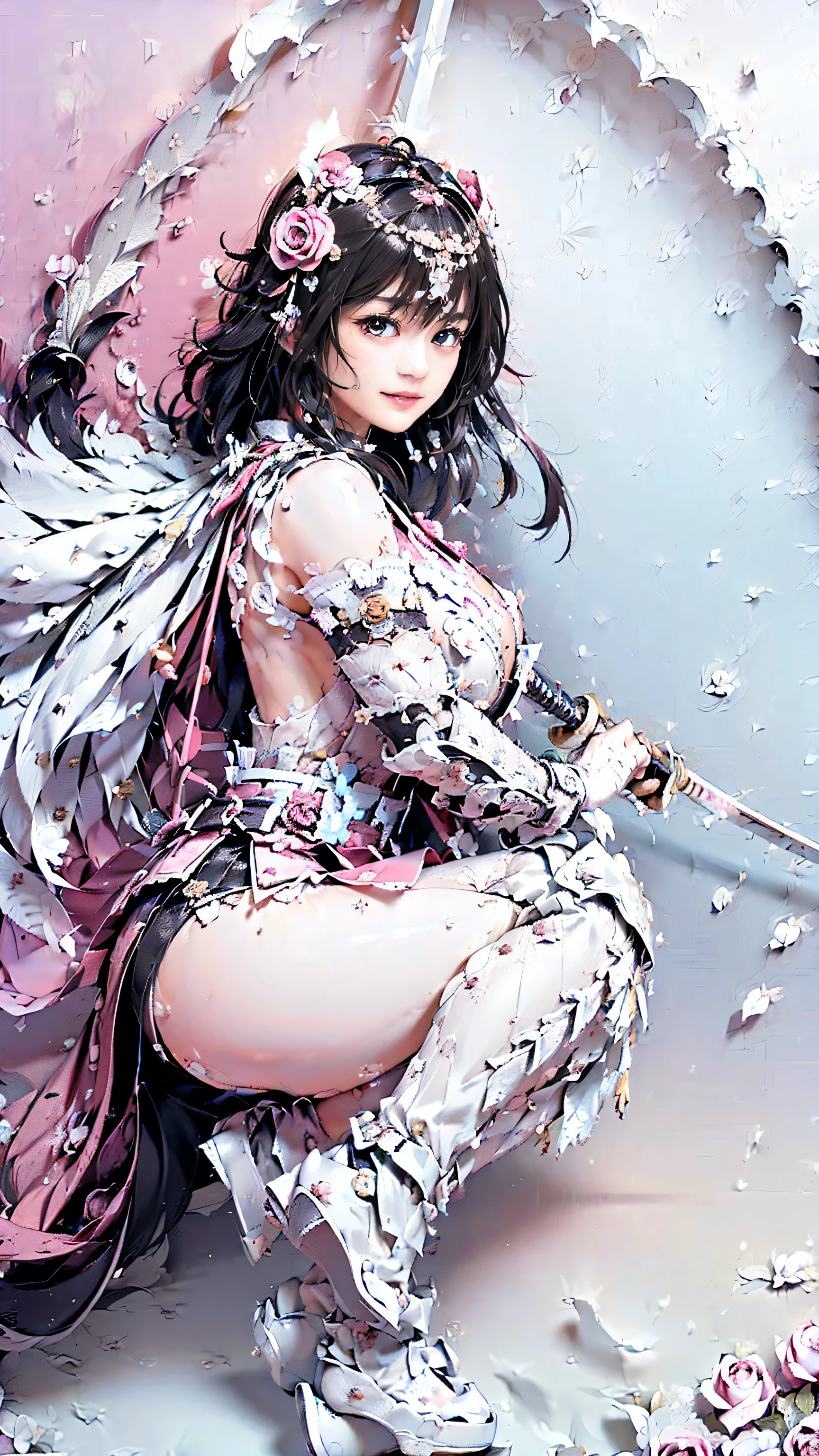 a very shy magical beautiful girl with long dark black hair, piercing blue eyes. Dressed as an erotic ninja in miniskirt, wielding a magic sword, scary diabolical world, (EXTREMELY HUGE BREASTS), wide neckline, image of a full-body woman..Description of extreme details, vivid and intense colors, vibrant colors, bright eye,image 3D,breasts 3D,((mejor calidad)), ((obra maestra)), (detallado), ((alta resolución))