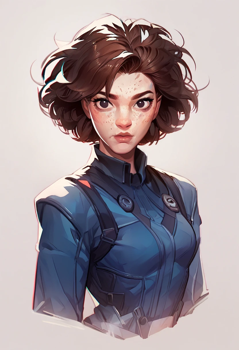 Ella Purnell, personagem, Lucy character from the fallout series, (Ella Purnell cabelo com rabo de cavalo franja cortina) uma jovem soldado seios nus, in blue costumes from the Brotherhood of Steel paramilitary faction ; e The Ghoul (Walton Goggins),