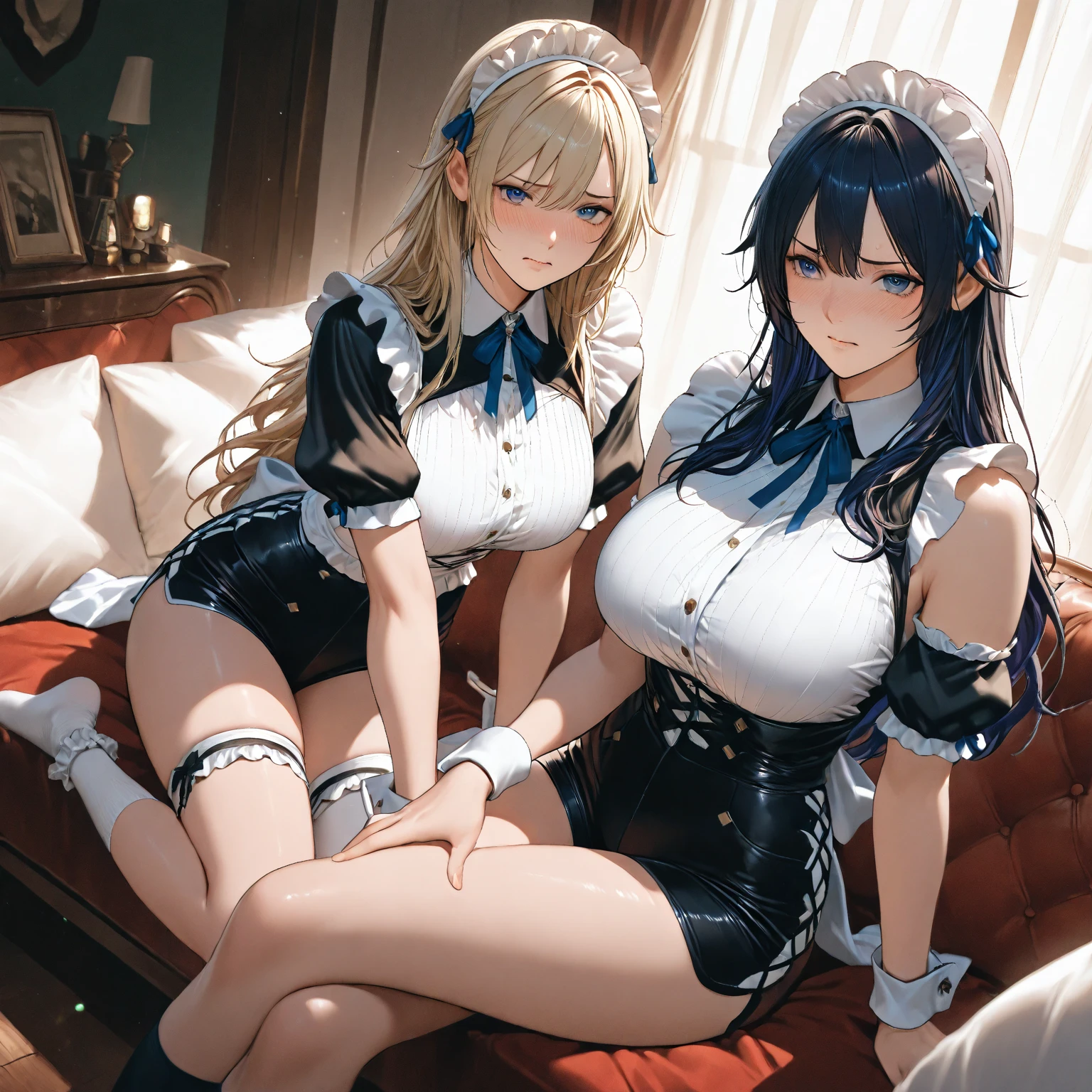 (Enrich the picture,Masterpiece level quality)Beautiful 8K CG artwork,morgan le fay (fate), blue eyes, Long Hair, pony tail,Very long hair, big boob, black bow, looking at viewer, gown, Hair Bow, thights, thights, black dress, Bangs, side locks, French braid, grey hair,Goddess-like posture,Kneeling exercise,Slim and soft,Translucent skin,big breasts,solo,lying on your back,leg extension,m legs,Look at the viewer,expression to the top,on bed,