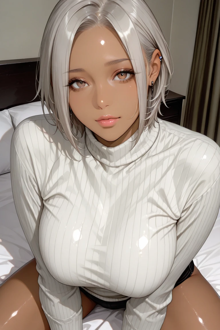{nsfw:1.5}}},{{{nude:1.5}}},(Best quality:1.1),{{{nude:1.5}}}, (Masterpiece:1.4), (Illustration fantastique:1.2), 1fille, cute girl, Short white hair, cow horns, cow ears, cow tail, bell, Big breasts:1.4, skinny body:1.4, clothes like spotted cowhide,{{{{{pubic tattoo:1.5}}}}},{{{{{no bra:1.5}}}}}, topless:1.5, pink nipple,