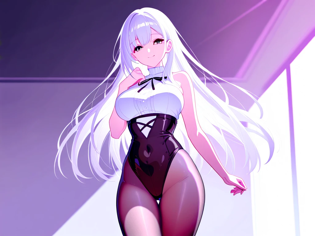 Beautiful girl   back shot 
　Beautiful bodystocking latex
　Light　Silver Hair、Fox ears、smile　　magic　Masterpiece Night　Magic sexy, extremely beautiful 22歳　Big Breasts Beautiful Eyeagical gentle lighting    beautiful hip, cowboy shot simple background.