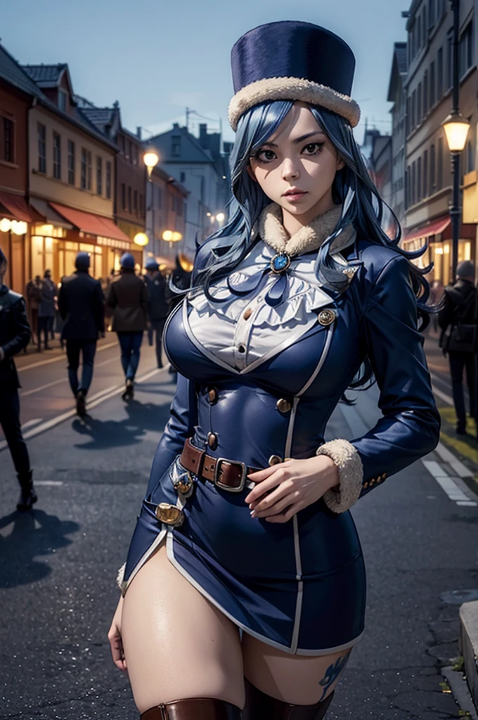 semi-realistic, 2.5D, detailed, flat colors only, illustration, line-art, watercolor: 0.8, best quality,
detailed background,
close-up head and shoulders of 18yo 1girl, Jinx cosplay, outdoor,
light blue hair, twin braids, event pass,
at the convention center in cosplay event,
side lighting, dramatic lighting, deep shadows, dark blue wings (dragon)