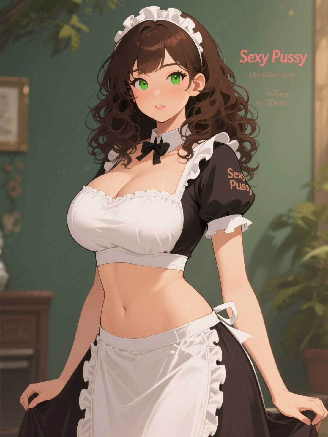(masterpiece, best quality, ultra detailed, absurdres:1.5), 1girl, (sexy, beautiful woman, perfect face, perfect eyes, perfect female body, huge breasts:1.5), (<lora:Slutty_waitress-10:0.7>, slut_waitress, long hair, bangs, cleavage, standing, detached collar, bowtie, topless, pussy, no panties, garter belt, thighhighs, thigh gap, high heels, tray, holding tray, lotion bottle, sex toy, vibrator, bare shoulder, dildo, elbow gloves), (standing, indoors, penthouse), perfect lighting, smooth, hdr