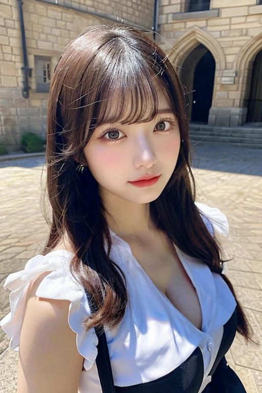 highest quality, shape, Very detailed, finely, High resolution, 8k wallpaper, Perfect dynamic shape, Beautiful and detailed, Summer clothes,Medium Hair,Natural color lip,smile,20-year-old girl、Midnight、Beautiful and elaborate face、Perfect and beautiful face、Slim face and figure,spread your arms wide,Big eyes,Take a photo with your face raised from below your knees、Small face、Beautifully detailed face、Perfect and beautiful double eyelids、Big cleavage、Long, slender legs、One Woman、gravure、Watching the audience、stroll、bedroom、full body、sea、
