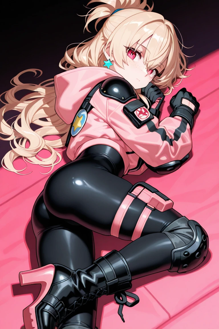 <lora:BrnWshVisor-16:0.9>, BrnWshV, sitting, spirals, head-mounted display, covered eyes, tinted eyewear, saliva, high heel boots, thigh high boots, sweating, drooling, open mouth, :o, heavy breathing, steaming body, headphones, glowing), best quality, masterpiece, highres