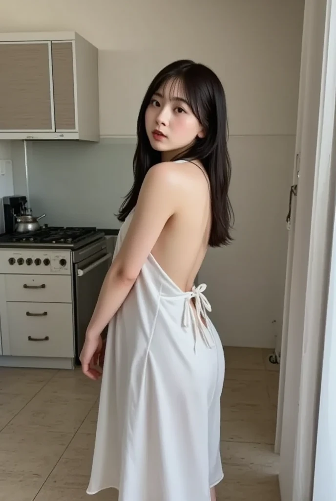 Cecilia zhou, is a chinise girl, in her kitchen at home, wearing night clothes reavleing, (high quality), (detalied), teasing