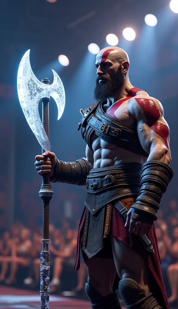Bust of Kratos with a baket ball in the Roman Coliseum and has a text that says titans of collecting