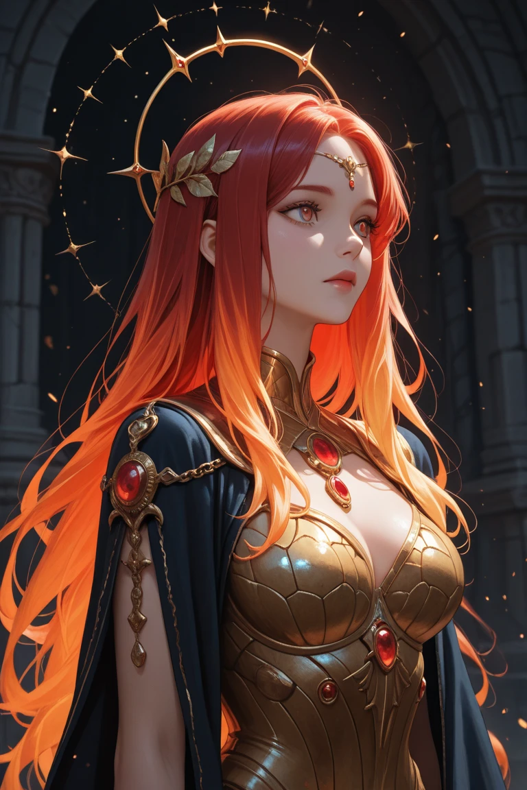 Greek goddess Aphrodite, beautiful blonde woman, wearing a long gala event dress, curly red hair, green eyes, scarlet red dress, 8k, Greece, ultra realistic, cinematic --auto --s2