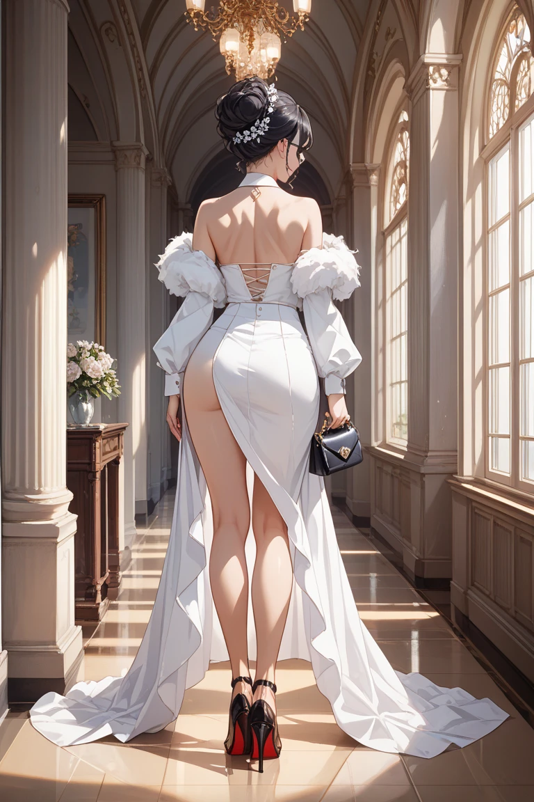Best quality, best definition, best art, artwork, beautiful, painting, white hair, long white hair, perfect hair, long hair, perfect skin, black skin, brown skin, black skin, dress, long white dress, white dress, greek goddess dress, full body, whole body.