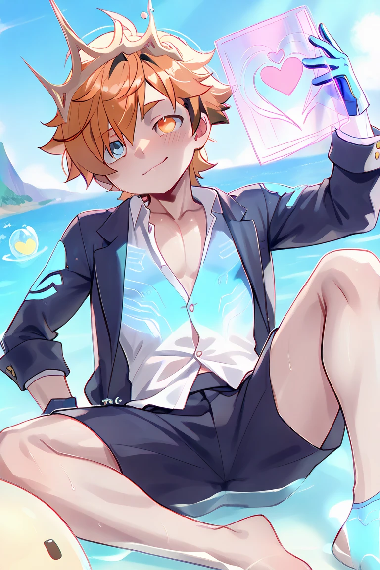 White male cat,Boys,Lovely,Q version,Silver Hair,Underwater,Detailed background,diving服,Golden Eyes,diving