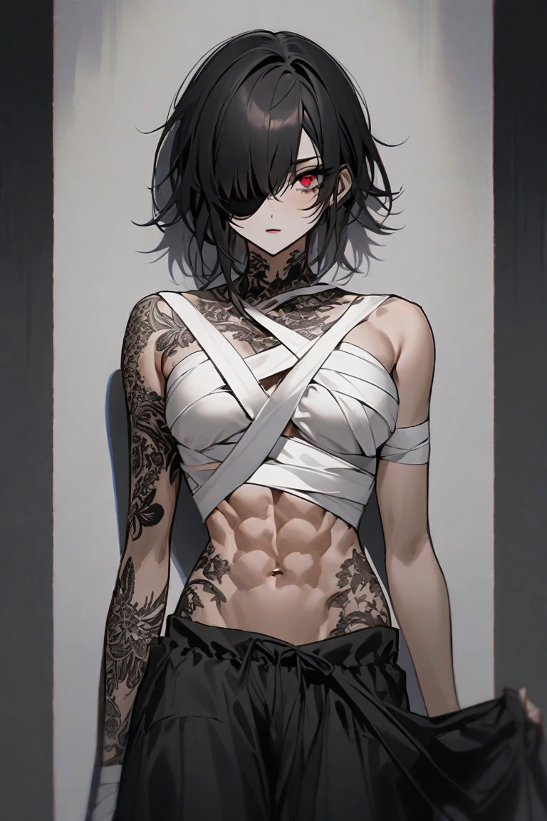 (half body), 1 man, duke, short hair,black hair, Black eyes, Strong body, Six pack, cold,  Battlefield backdrop, 